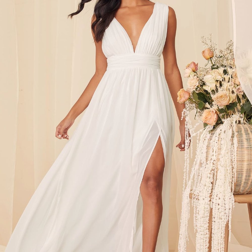 Lulu's Heavenly Hues White Maxi Dress